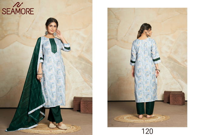 Aishwarya By Seamore 118 To 123 Cotton Blend Printed Kurti With Bottom Dupatta Wholesale Market In Surat